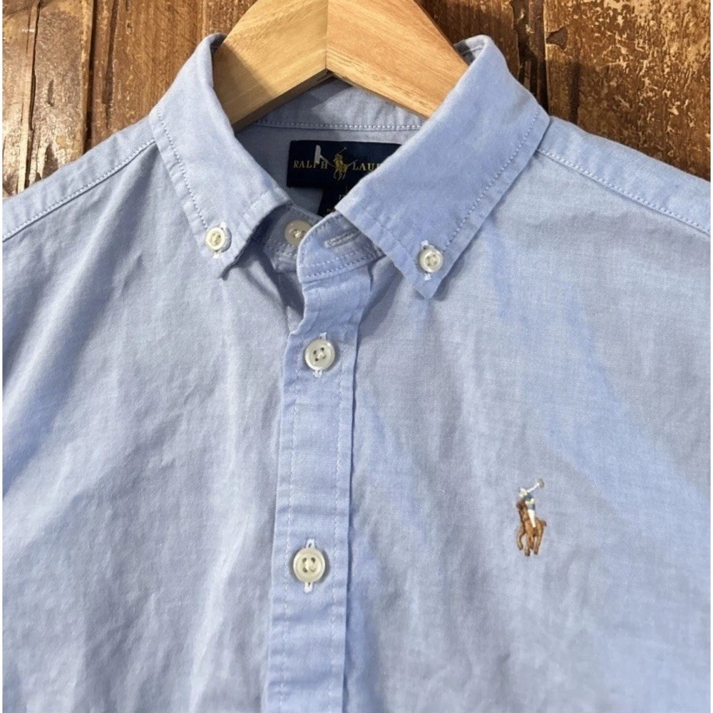 Rare Boys Ralph Lauren Long Sleeve Spelllout Button Down Shirt Sz 12 - Picture 6 of 8